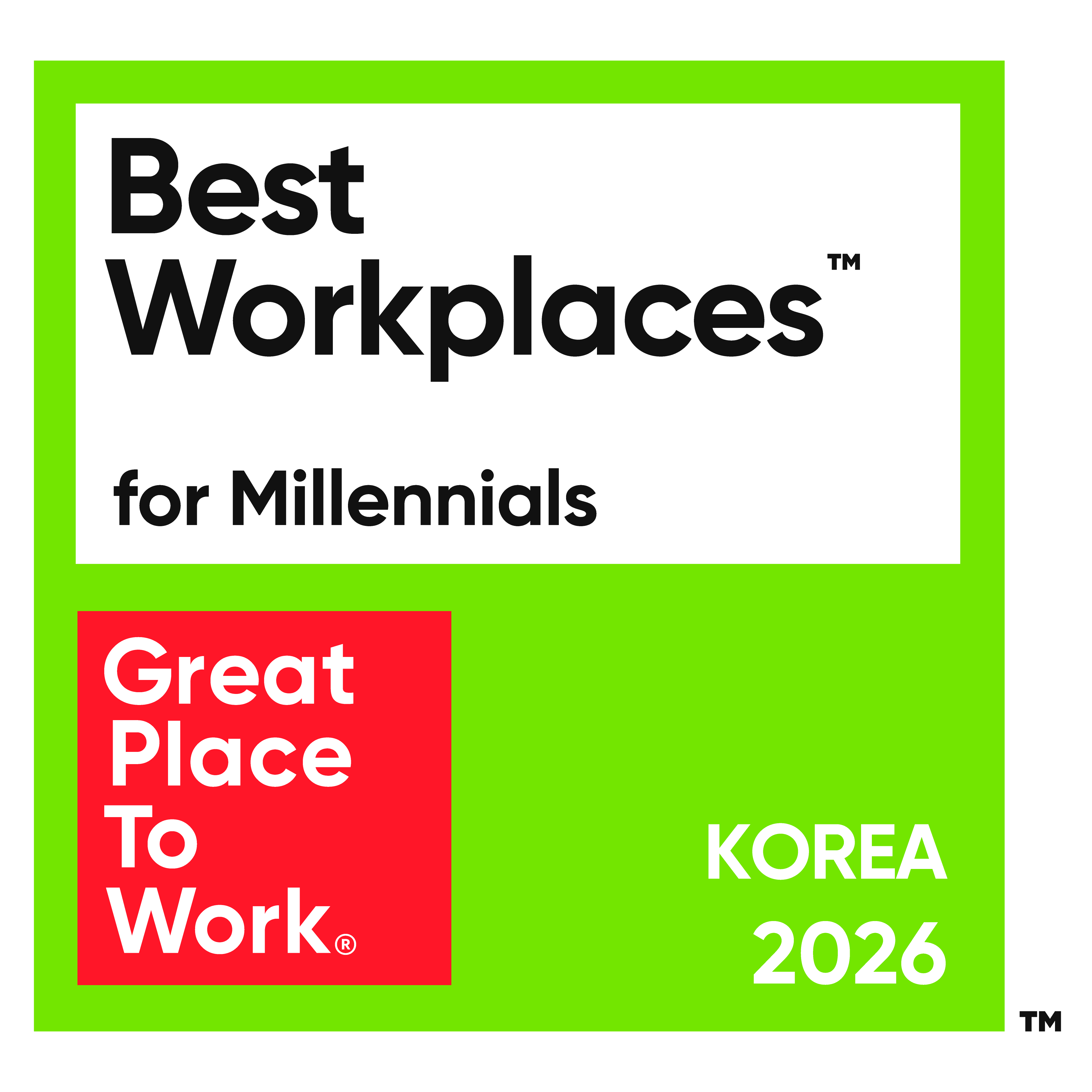 2026 Korea Best Workplaces for Millennials Badge